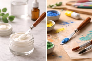 Kosmetikspatel aus Edelstahl & Holz | für Cremes & DIY